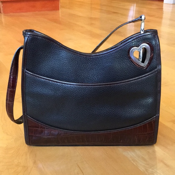 BRIGHTON | Vintage Leather Shoulder Bag Heart Cutout - Picture 6 of 16